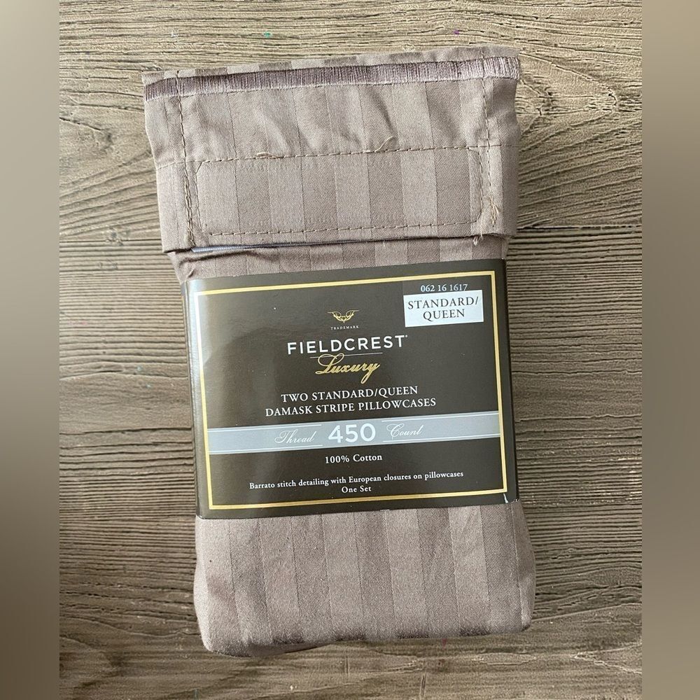 Fieldcrest Luxury Damask Stripe Pillowcases - Brown